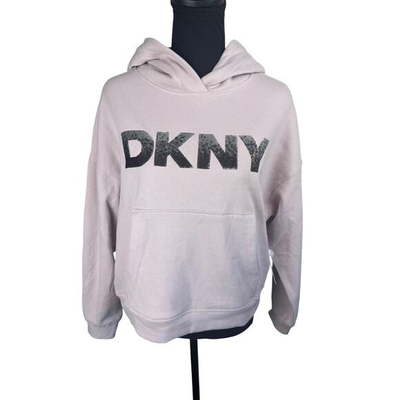 DKNY Sport Women's Sequin Pullover Fleece Hoodie ALLURE NWT SIZE L - Picture 4 of 12